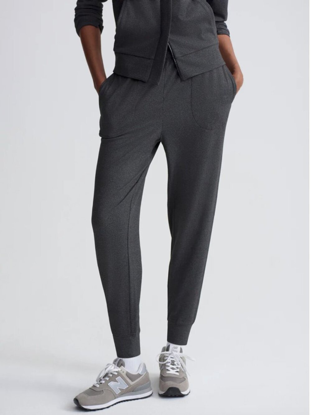 Varley Brushed Rib Slim Cuff Pant 27.5" in Black Marl
